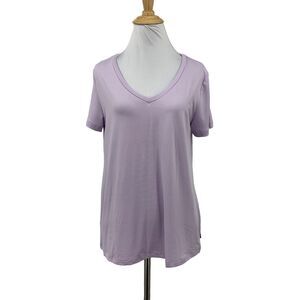 Eddie Bauer Sleepwear V Neck Tee Womens S Small Lavender Short Sleeve Stretch
